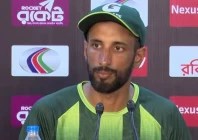 pakistan captain shan masood speaks at a press conference after their defeat in the first test against bangladesh at the sher e bangla national cricket stadium in mirpur on may 12 2026 photo pcb file