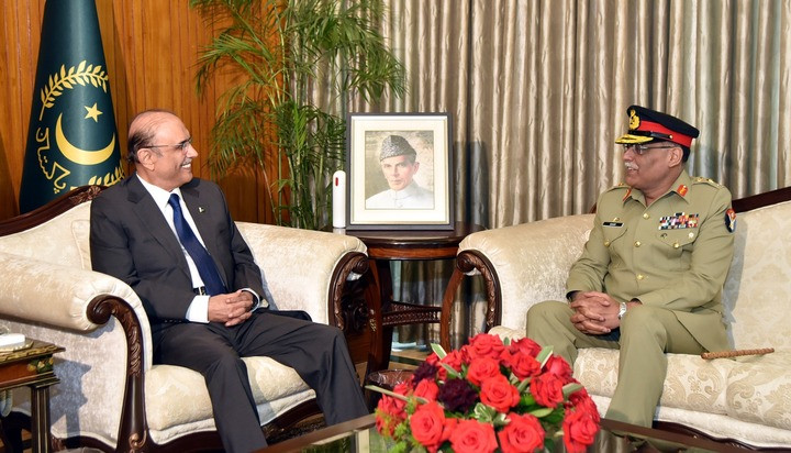 chairman joint chief of staff committee general sahir shamshad mirza meeting president asif ali zardari