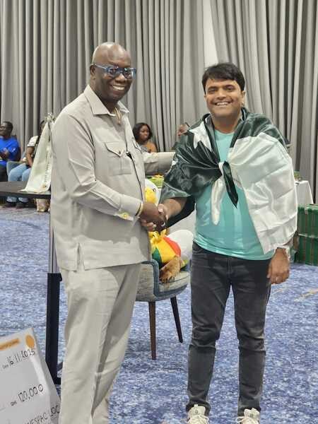 Waseem Khatri after winning the Late Bird Challenge tournament. PHOTO COURTESY: Pakistan Scrabble Association