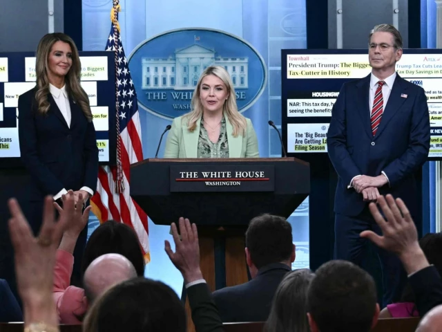 white house press secretary karoline leavitt speaks during a press briefing alongside treasury secretary scott bessent and small business administration administrator kelly loeffler at the white house on wednesday photo afp white house press secretary karoline leavitt speaks during a press briefing alongside treasury secretary scott bessent and small business administration administrator kelly loeffler at the white house on wednesday photo afp