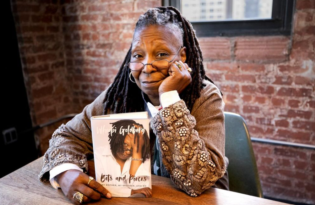 whoopi goldberg with her memoir bits and pieces my mother my brother and me courtesy whoopigoldberg on instagram