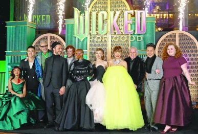 british actress cynthia erivo us singer songwriter ariana grande and other cast members attend the premiere of wicked for good at lincoln center for the performing arts in new york photo afp