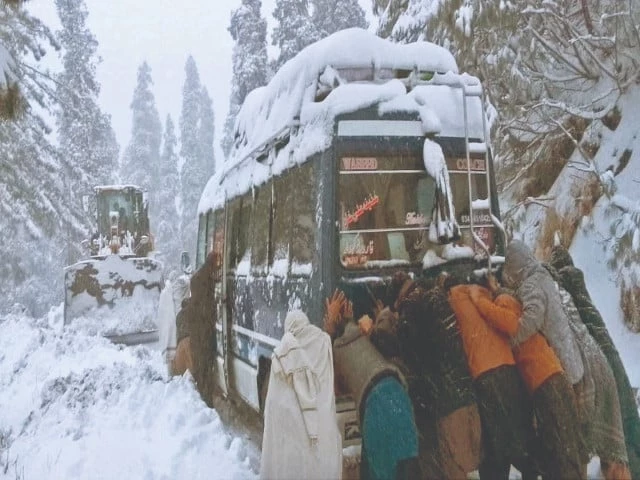 people attempt to push a vehicle through several inches of snow in abbottabad s khairagali as heavy snow creates hazardous and at times impassable driving conditions photo ppi people attempt to push a vehicle through several inches of snow in abbottabad s khairagali as heavy snow creates hazardous and at times impassable driving conditions photo ppi