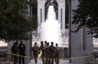 members of the national guard stand near the world war ii memorial after the pool was reportedly vandalized with soap and graffiti in washington dc us august 13 2026 photo reuters