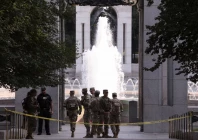 members of the national guard stand near the world war ii memorial after the pool was reportedly vandalized with soap and graffiti in washington dc us august 13 2026 photo reuters