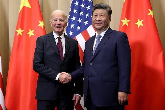 us president joe biden meets with china s president xi jinping on the sidelines of the apec summit in lima peru november 16 2024 photo reuters