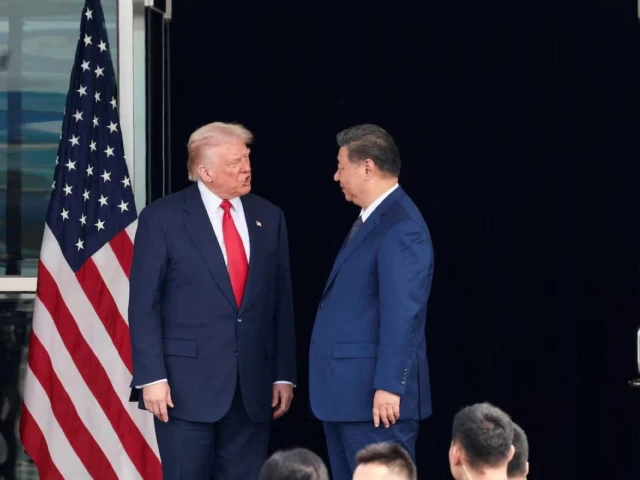 us president donald trump and chinese president xi jinping talk as they leave after a bilateral meeting at gimhae international airport on the sidelines of the asia pacific economic cooperation summit in busan south korea october 30 2025 photo reuters us president donald trump and chinese president xi jinping talk as they leave after a bilateral meeting at gimhae international airport on the sidelines of the asia pacific economic cooperation summit in busan south korea october 30 2025 photo reuters