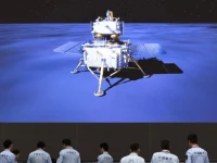 technical personnel work at the bacc in beijing capital of china and the moon lander image is background june 2 2024 photo xinhua