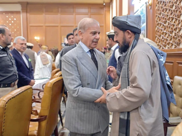 pm shakes hands with a member of development council in peshawar pm shakes hands with a member of development council in peshawar