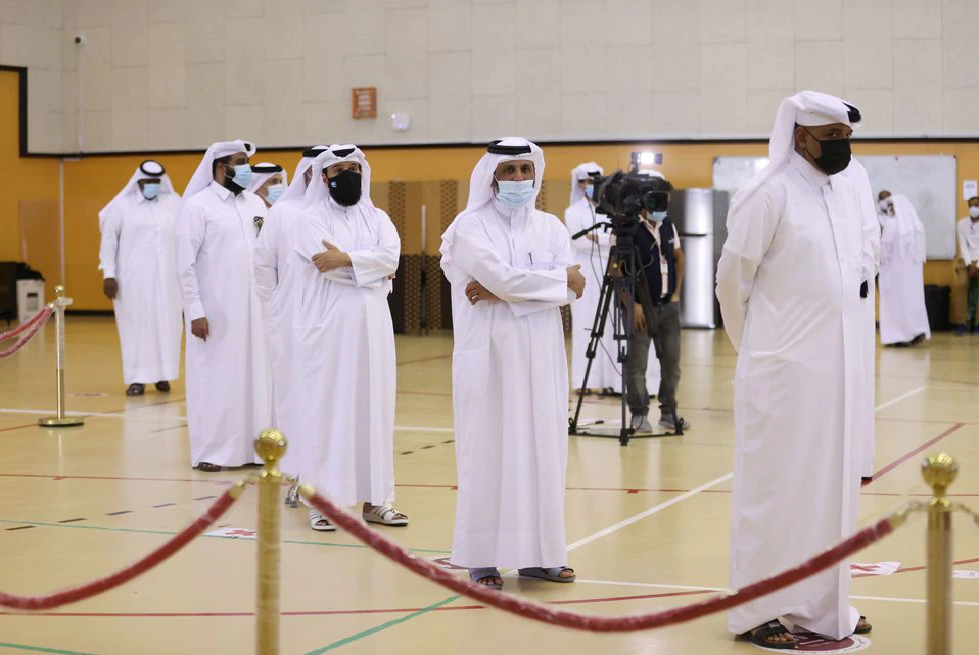 qataris queue up to vote in the gulf arab state s first legislative elections for two thirds of the advisory shura council in doha qatar october 2 2021 reuters