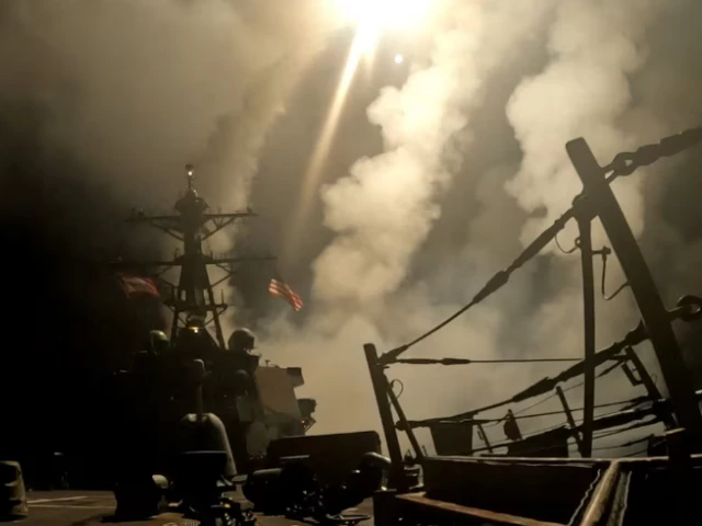 a ship fires missiles at an undisclosed location after u s president donald trump launched military strikes against yemen s iran aligned houthis on saturday over the group s attacks against red sea shipping in this screengrab obtained from a handout video released on march 15 2025 photo reuters a ship fires missiles at an undisclosed location after u s president donald trump launched military strikes against yemen s iran aligned houthis on saturday over the group s attacks against red sea shipping in this screengrab obtained from a handout video released on march 15 2025 photo reuters