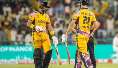 aaron hardie and abdul samad put on a match winning 85 run partnership as peshawar zalmi clinch their second psl title in the final photo psl x