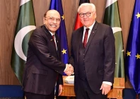 president asif ali zardari shakes hands with german president frank walter steinmeier at the office of the president on friday photo pid