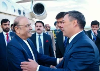 president asif ali zardari welcommed by the president of the kyrgyz republic sadyr japarov upon his arrival at issyk kul international airport photo ppp media cell x