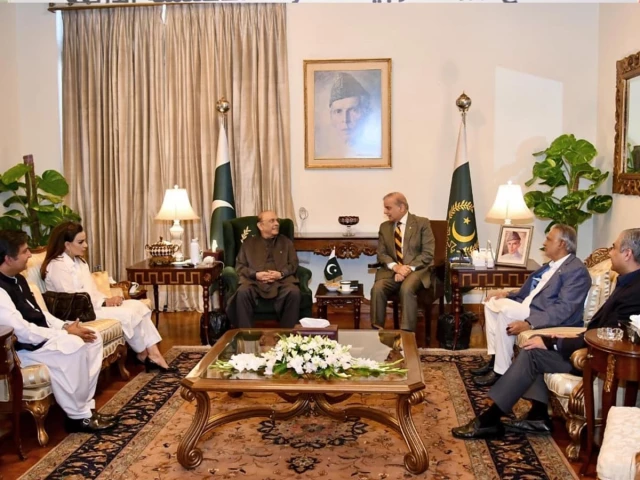 prime minister shehbaz sharif meets president asif ali zardari at aiwan e sadr in islamabad on friday photo pid prime minister shehbaz sharif meets president asif ali zardari at aiwan e sadr in islamabad on friday photo pid
