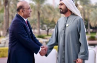 president asif ali zardari and uae vice president and prime minister sheikh mohammed bin rashid al maktoum shake hands during their meeting at dubai s zabeel palace on wednesday photo x