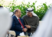 president asif ali zardari and uae president sheikh mohamed bin zayed al nahyan share a light moment during their meeting in abu dhabi on tuesday ptv news
