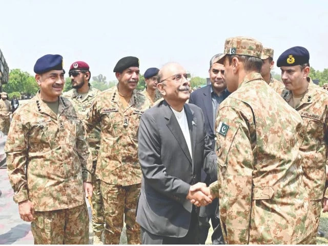 president asif ali zardari interacts with army officers and troops during his visit to gujranwala cantonment on saturday as army chief gen syed asim munir looks on photo ppi president asif ali zardari interacts with army officers and troops during his visit to gujranwala cantonment on saturday as army chief gen syed asim munir looks on photo ppi