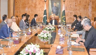 president asif ali zardari attends a presentation on the proposed development of keti bunder port by china harbour engineering company at aiwan e sadr photo sabah