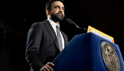 mayor zohran mamdani delivers his 100 days address a speech dedicated to outline the progress made on his core campaign promises since taking office in queens new york city us april 12 2026 reuters