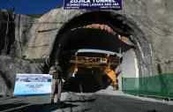 an indian paramilitary personnel stands guard at the zojila tunnel india s longest road tunnel project connecting jammu and kashmir state with the ladakh region on june 9 2026 photo afp