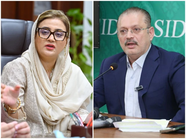 senior sindh minister sharjeel inam memon r and punjab information minister azma bukhari photo files